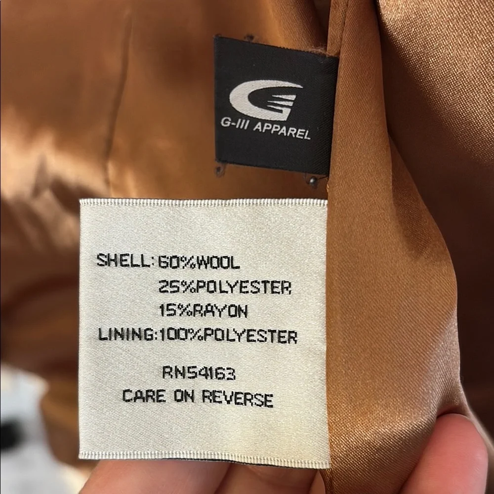 LAST CALL! Calvin Klein Cream Wool Peacoat with Tailored Silhouette - Picture 10 of 14